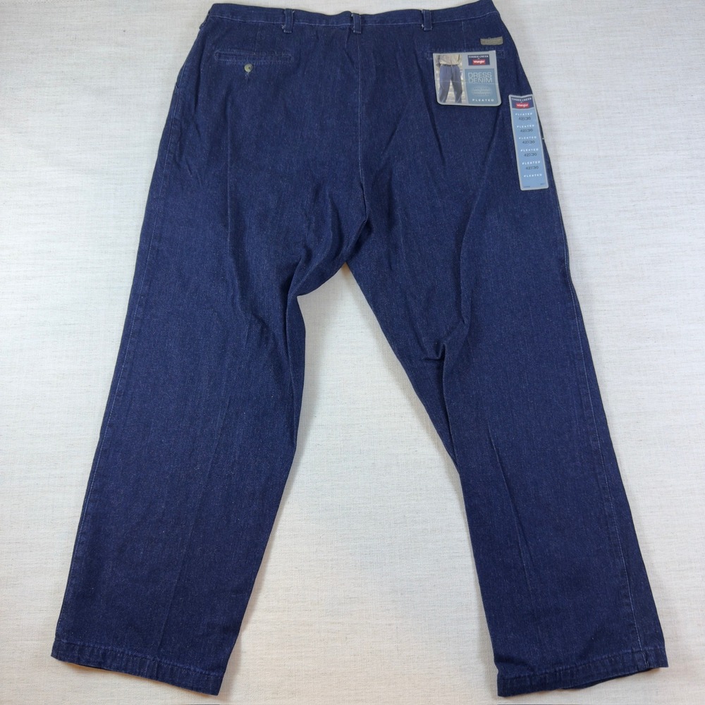 Timber Creek by Wrangler Mens Dress Denim Pleated Relaxed Fit Pants 42x30 Blue
